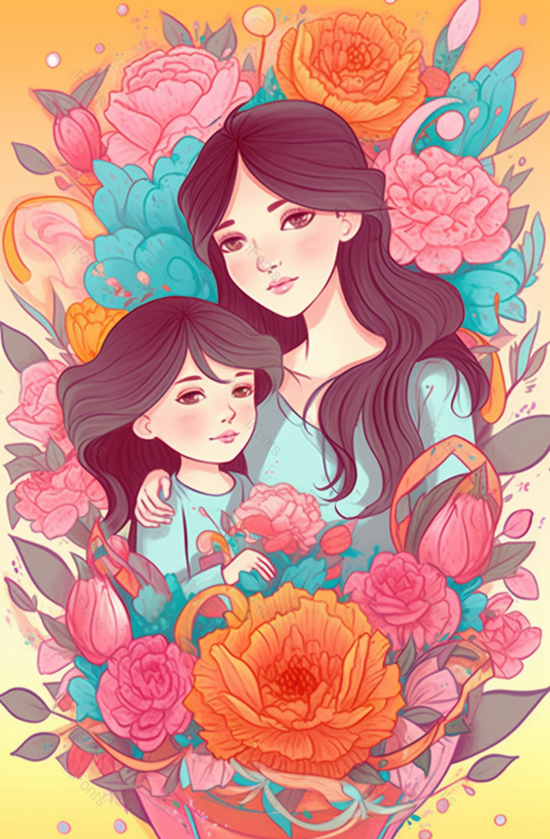 康乃馨母爱亲情卡通手绘插画,插画/手绘图,插画/手绘图库,插画/手绘图下载,插画/手绘